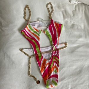Monokini with gold chain